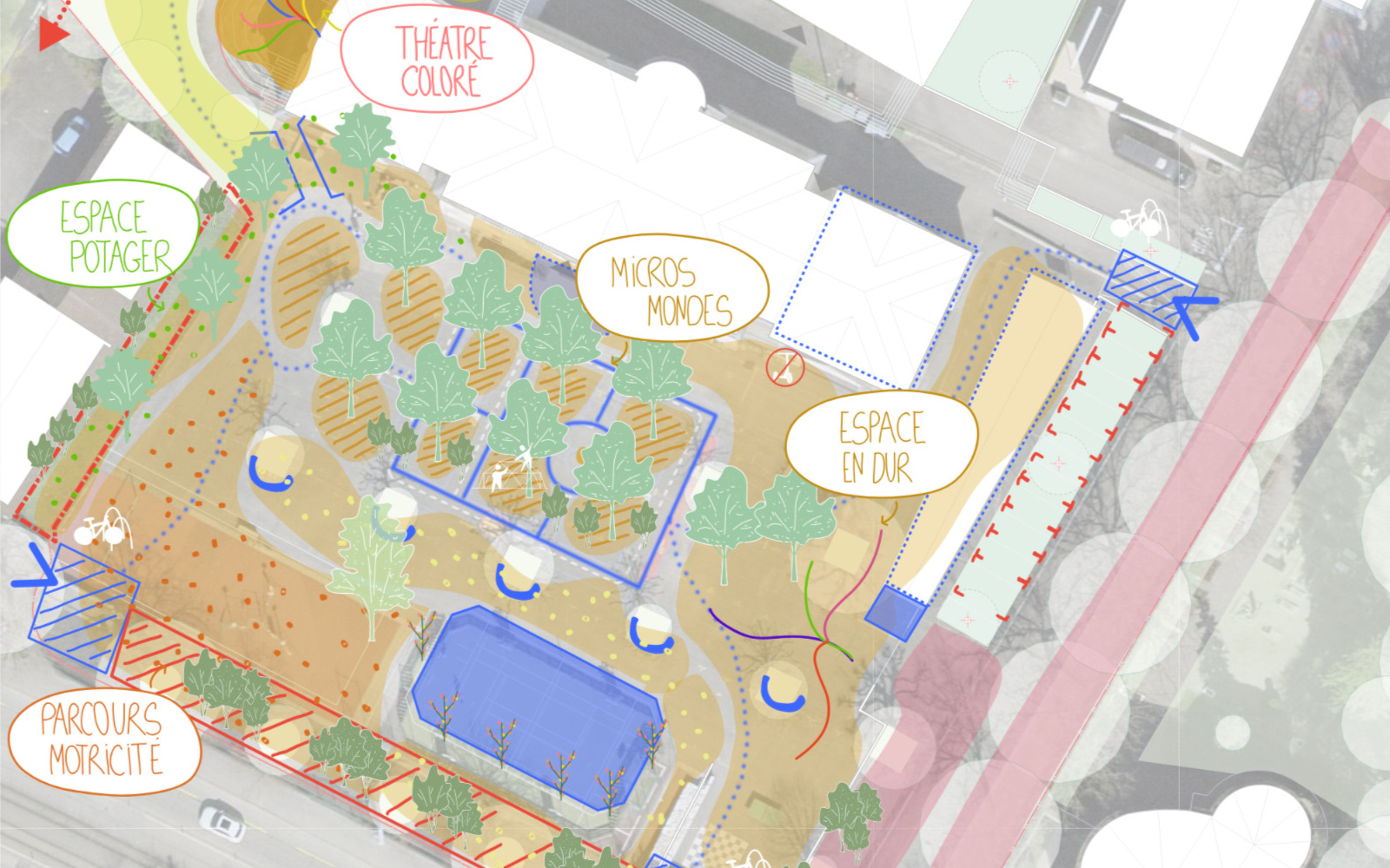 Préau réinventé à l'école de Chêne-Bougeries